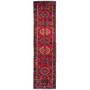 Karaja Persian Rug 12x2 ft - Semi Antique Medallion (Toranj), Geometric Madder Red, Navy Blue, Ivory Hand Knotted | front view | SKU 112425