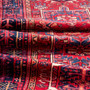 Zanjan Persian Rug 10x3 ft - Semi Antique Medallion Navy Blue, Crimson Hand Knotted | detail view | SKU 112426