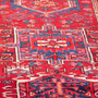 Zanjan Persian Rug 10x3 ft - Semi Antique Medallion Navy Blue, Crimson Hand Knotted | side view | SKU 112426