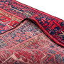 Zanjan Persian Rug 10x3 ft - Semi Antique Medallion Navy Blue, Crimson Hand Knotted | corner detail | SKU 112426