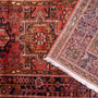 Ahar Persian Rug 10'9" x 3'10" - Semi Antique Medallion Red, Beige Hand Knotted | detail view | SKU 112431