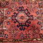 Ahar Persian Rug 10x3 ft - Semi Antique Medallion (Toranj), Geometric Madder Red, Rust Red, Navy Blue Hand Knotted | side view | SKU 112431