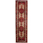 Azerbaijan Persian Rug 14'1" x 3'8" - Semi Antique Medallion Red, Cream Hand Knotted | front view | SKU 112432