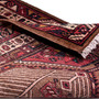 Azerbaijan Persian Rug 14'1" x 3'8" - Semi Antique Medallion Red, Cream Hand Knotted | corner detail | SKU 112432