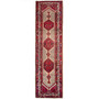 Azerbaijan Persian Rug 14'5" x 3'8" - Semi Antique Medallion Red, Cream Hand Knotted | front view | SKU 112433