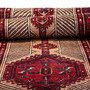 Azerbaijan Persian Rug 14x3 ft - Semi Antique Medallion (Toranj), Geometric Madder Red, Cream, Navy Blue Hand Knotted | detail view | SKU 112433