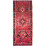Karaja Persian Rug 9'10" x 3'11" - Semi Antique Medallion Ultramarine, Red Hand Knotted | front view | SKU 112434