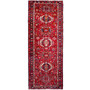 Karaja Persian Rug 11'2" x 4'1" - Semi Antique Medallion Ultramarine, Red Hand Knotted | front view | SKU 112435