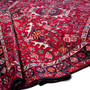 Karaja Persian Rug 11x4 ft - Semi Antique Medallion Geometric Madder Red, Navy Blue, Ivory Hand Knotted | detail view | SKU 112435