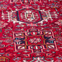 Karaja Persian Rug 11x4 ft - Semi Antique Medallion Geometric Madder Red, Navy Blue, Ivory Hand Knotted | side view | SKU 112435