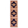 Tabriz Persian Rug 4x1 ft - Semi Antique Medallion (Toranj) Navy Blue, Rust Red, Cream Hand Knotted | front view | SKU 112436