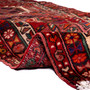 Karaja Persian Rug 8x3 ft - Semi Antique Medallion Madder Red, Dark Red, Cream Hand Knotted | detail view | SKU 112439