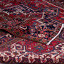 Goravan Persian Rug 9'4" x 6'8" - Semi Antique Medallion Blue, Red Hand Knotted | corner detail | SKU 112447
