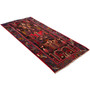 Kazvin Persian Rug 8x3 ft - Semi Antique Medallion Red, Blue Hand Knotted | back view | SKU 110111