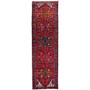 Karaja Persian Rug 10'6" x 2'11" - Semi Antique Medallion Ultramarine, Red Hand Knotted | front view | SKU 112463