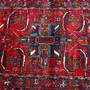 Karaja Persian Rug 10x2 ft - Semi Antique Medallion Ultramarine, Red Hand Knotted | side view | SKU 112463