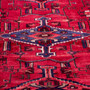 Zanjan Persian Rug 14x3 ft - Semi Antique Medallion Navy Blue, Crimson Hand Knotted | side view | SKU 112464