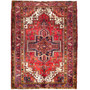 Goravan Persian Rug 8x6 ft - Semi Antique Medallion Toranj, Geometric Madder Red, Burgundy, Ivory Hand Knotted | front view | SKU 112466