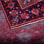 Mahal Persian Rug 10x9 ft - Semi Antique Medallion (Toranj), Shah Abbasi Madder Red, Navy Blue, Ivory Hand Knotted | corner detail | SKU 112514