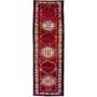 Sarab Persian Rug 10x3 ft - Semi Antique Medallion (Toranj), Geometric Madder Red, Cream, Burgundy Hand Knotted | front view | SKU 112515