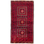 Baluch Persian Rug 7'1" x 3'10" - Semi Antique Mihrab Red, Blue Hand Knotted | front view | SKU 112523