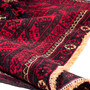 Baluch Persian Rug 7x3 ft - Semi Antique Medallion Toranj Geometric Madder Red Dark Red Burgundy Hand Knotted | detail view | SKU 112523