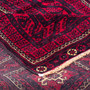 Baluch Persian Rug 7x3 ft - Semi Antique Mihrab Red, Blue Hand Knotted | corner detail | SKU 112523