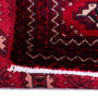Baluch Persian Rug 9x3 ft - Semi Antique Geometric, Turkmen Gul Red, Burgundy, Dark Red Hand Knotted | pile detail | SKU 112524