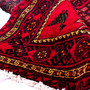 Baluch Persian Rug 11'10" x 3'8" - Semi Antique Mihrab Red, Blue Hand Knotted | detail view | SKU 112525