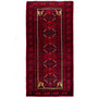 Baluch Persian Rug 8'2" x 4'0" - Semi Antique Mihrab Red, Blue Hand Knotted | front view | SKU 112550