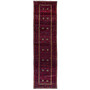 Baluch Persian Rug 8x3 ft - Semi Antique Mihrab Red, Blue Hand Knotted | front view | SKU 112552