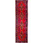 Ferdos Persian Rug 13'1" x 3'5" - Semi Antique Geometric Red, Beige Hand Knotted | front view | SKU 112554