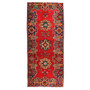 Hamadan Persian Rug 8'8" x 3'6" - Semi Antique Afshan Red, Blue Hand Knotted | front view | SKU 110113