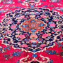 Mashad Persian Rug 11'9" x 8'4" - Semi Antique Medallion Crimson, Ultramarine Hand Knotted | side view | SKU 112558