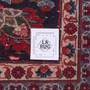 Mashhad Persian Rug 9x8 ft - Semi Antique Medallion (Toranj), Shah Abbasi Crimson, Navy Blue, Cream Hand Knotted | full view | SKU 112560