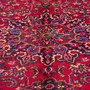 Mashad Persian Rug 11'2" x 7'10" - Semi Antique Medallion Crimson, Ultramarine Hand Knotted | side view | SKU 112561