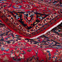 Mashad Persian Rug 11x7 ft - Semi Antique Medallion Crimson, Ultramarine Hand Knotted | corner detail | SKU 112561