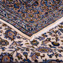 Mashhad Persian Rug 12x9 ft - Semi Antique Shah Abbasi, Medallion (Toranj) Cream, Navy Blue, Brown Hand Knotted | corner detail | SKU 112563