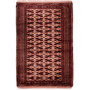 Turkmen Persian Rug 3'9" x 2'6" - Semi Antique Geometric Crimson, Navy Blue Hand Knotted | front view | SKU 112564