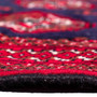 Turkmen Persian Rug 4x3 ft - Semi Antique Geometric Crimson, Navy Blue Hand Knotted | back view | SKU 112565