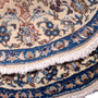 Nain Persian Rug 1x1 ft - Semi Antique Medallion (Toranj), Shah Abbasi Cream, Navy Blue, Persian Blue Hand Knotted | corner detail | SKU 112567