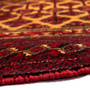 Baluch Persian Rug 5x3 ft - Semi Antique Mihrab Prayer, Boteh Paisley Dark Red, Camel, Burgundy Hand Knotted | back view | SKU 112569