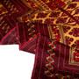 Baluch Persian Rug 5x3 ft - Semi Antique Mihrab Prayer, Boteh Paisley Dark Red, Camel, Burgundy Hand Knotted | detail view | SKU 112569