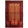 Baluch Persian Rug 5'2" x 3'7" - Semi Antique Mihrab Red, Blue Hand Knotted | front view | SKU 112569