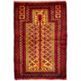 Baluch Persian Rug 4'12" x 3'5" - Semi Antique Mihrab Red, Blue Hand Knotted | front view | SKU 112570