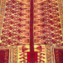 Baluch Persian Rug 4x3 ft - Semi Antique Mihrab Red, Blue Hand Knotted | side view | SKU 112570