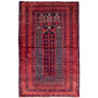 Baluch Persian Rug 5'1" x 3'1" - Semi Antique Mihrab Red, Blue Hand Knotted | front view | SKU 112571