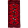 Turkmen Persian Rug 4x1 ft - Semi Antique Geometric, Turkmen Gul Red, Crimson, Dark Red Hand Knotted | front view | SKU 112575