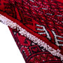 Turkmen Persian Rug 4x1 ft - Semi Antique Geometric, Turkmen Gul Red, Crimson, Dark Red Hand Knotted | pile detail | SKU 112575