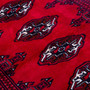 Turkmen Persian Rug 4x1 ft - Semi Antique Geometric, Turkmen Gul Red, Crimson, Dark Red Hand Knotted | side view | SKU 112575